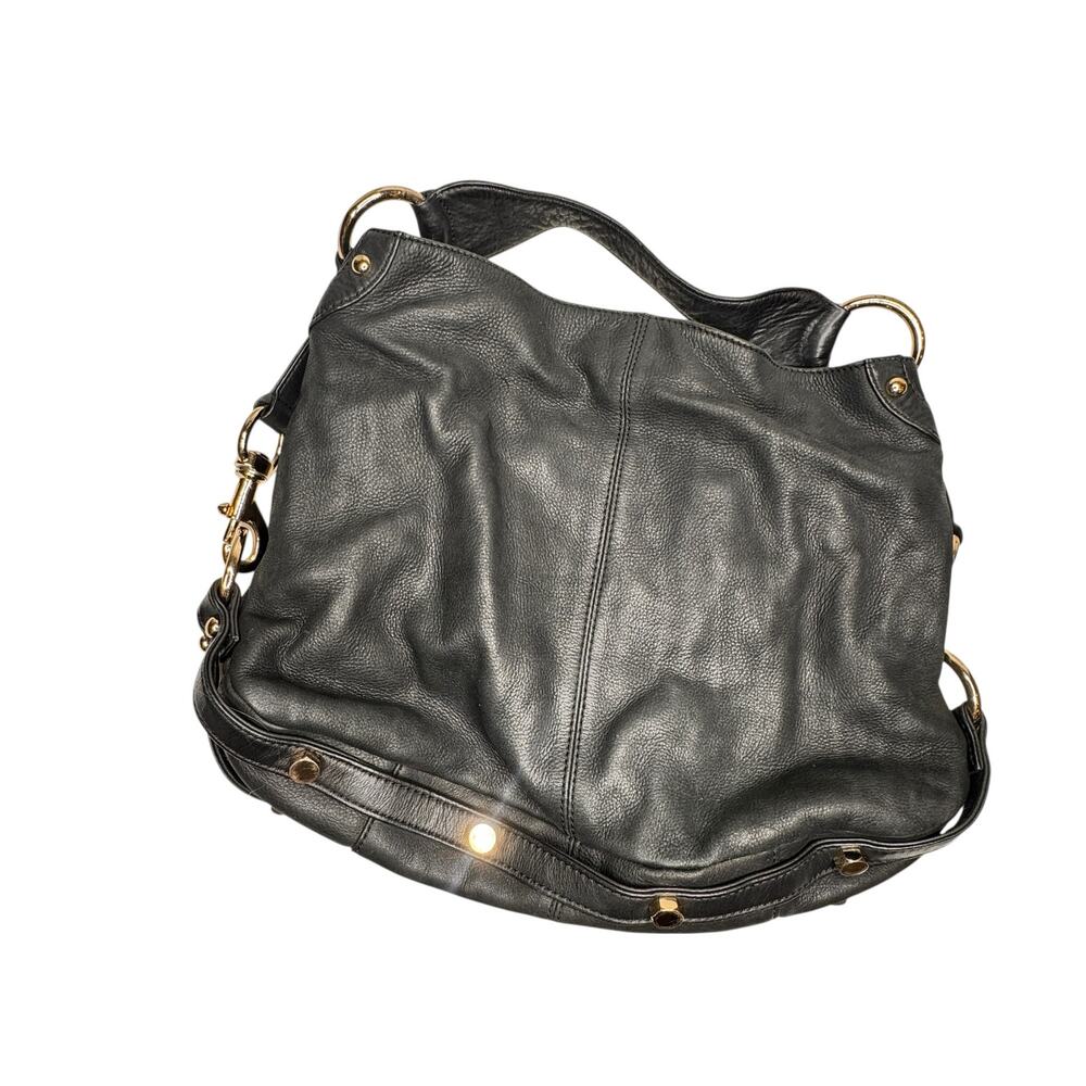 Rebecca Minkoff Black  Hobo Leather Moto Handbag Purse with Dust Cover Bag
